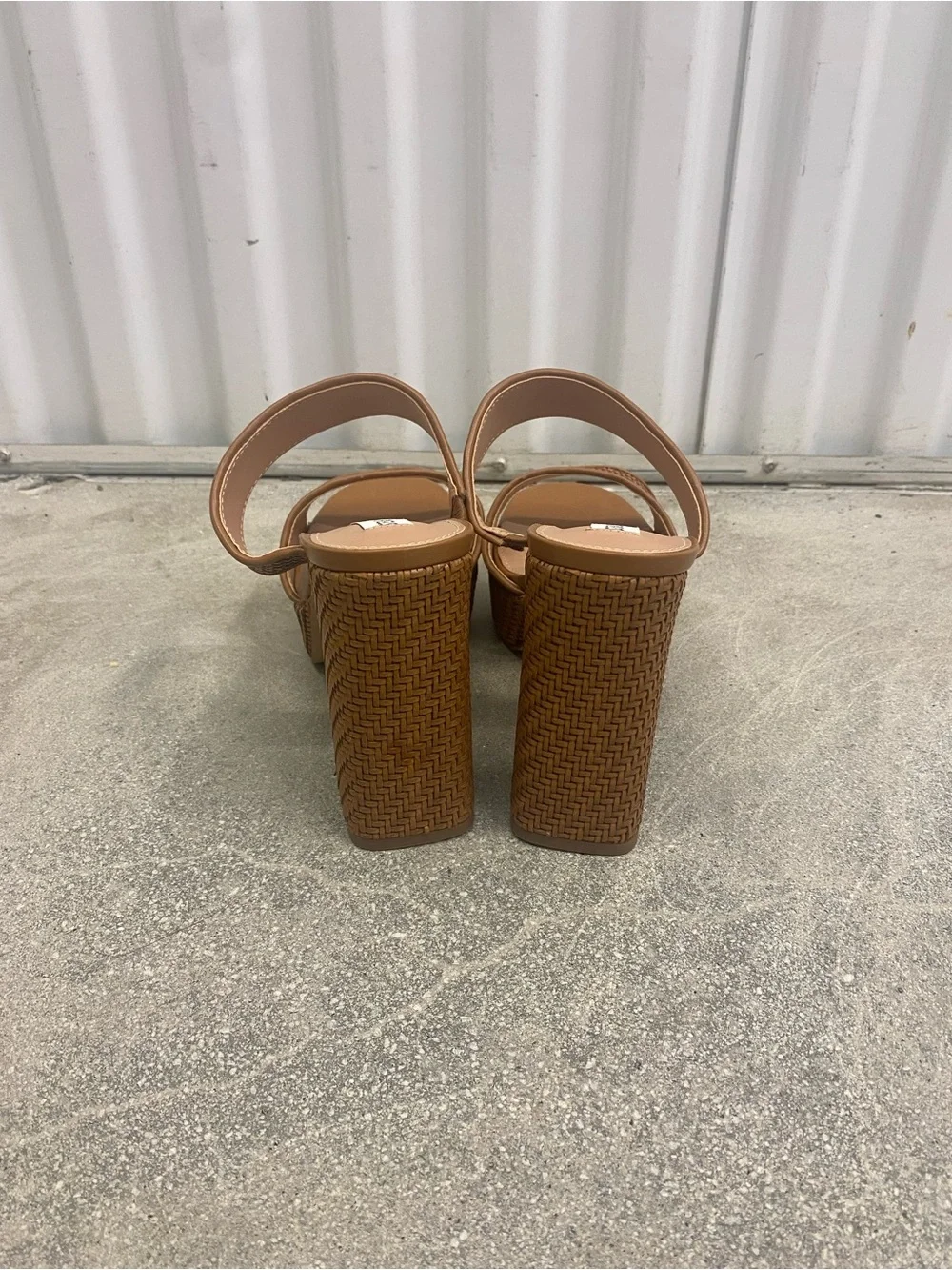 NEW Steve Madden Women's Tan Woven Platform Heeled Sandals, Size 9